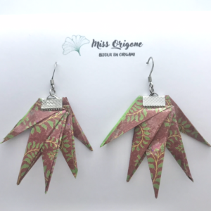 Boucles d’oreilles argentées origami ERABLE