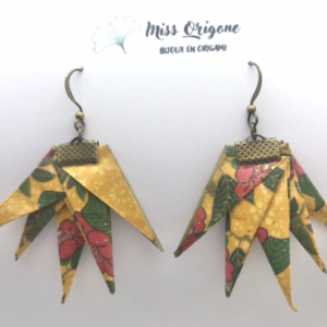 Boucles d’oreilles bronze origami ERABLE