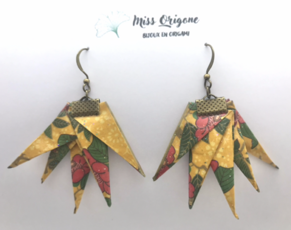 Boucles d’oreilles bronze origami ERABLE