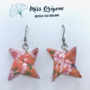 Boucles d’oreilles argentées origami ETOILE