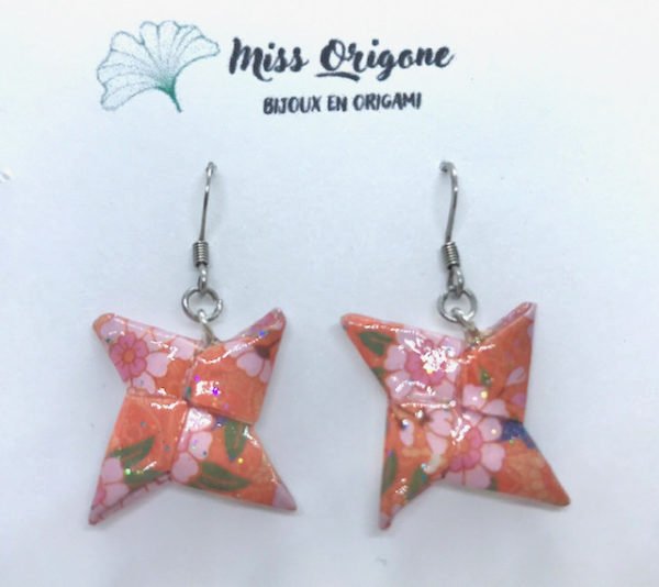 Boucles d’oreilles argentées origami ETOILE