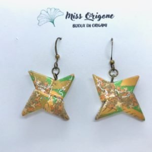 Boucles d’oreilles bronze origami ETOILE