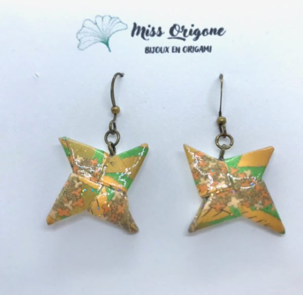 Boucles d’oreilles bronze origami ETOILE