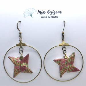 Boucles d’oreilles créoles bronze origami ETOILE
