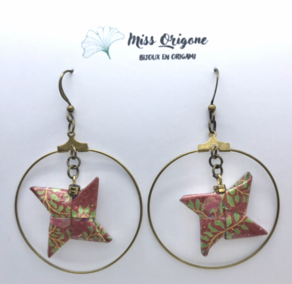 Boucles d’oreilles créoles bronze origami ETOILE