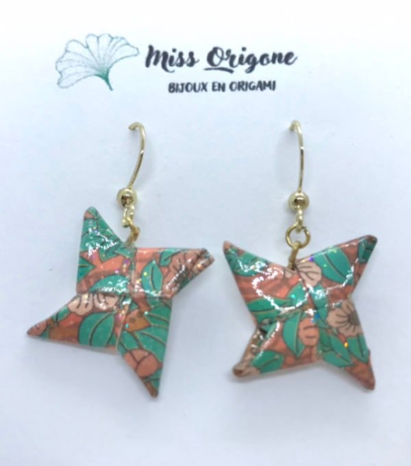 Boucles d’oreilles dorées origami ETOILE