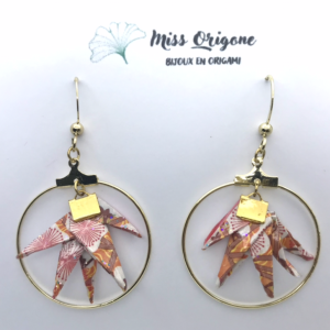 Boucles d’oreilles créoles dorées origami ERABLE