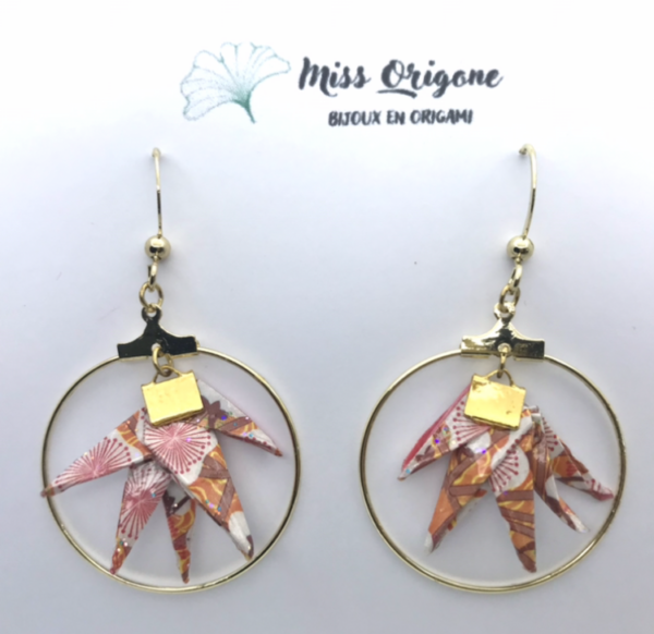 Boucles d’oreilles créoles dorées origami ERABLE