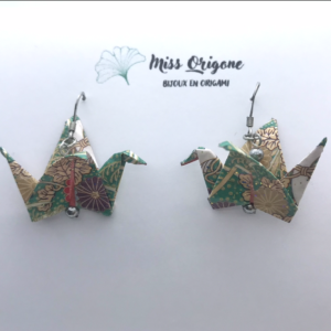 Boucle d’oreilles argentées origami GRUE