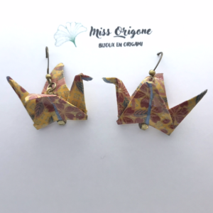 Boucle d’oreilles bronze origami GRUE