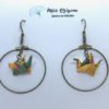 Boucles d’oreilles créoles bronze origami GRUE
