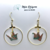Boucles d’oreilles créoles dorées origami GRUE