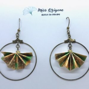 Boucles d’oreilles créoles bronze origami PAON
