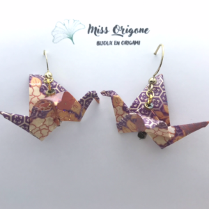 Boucles d’oreilles dorées origami GRUE