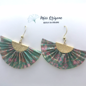 Boucles d’oreilles dorées origami PAON