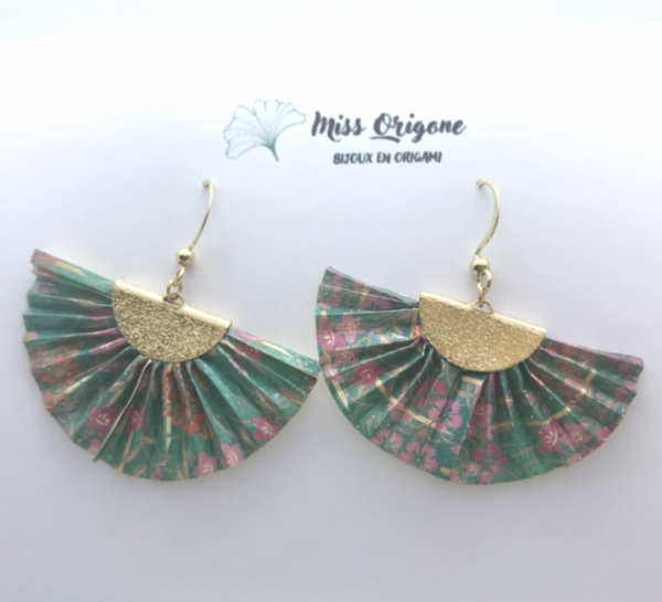 Boucles d’oreilles dorées origami PAON