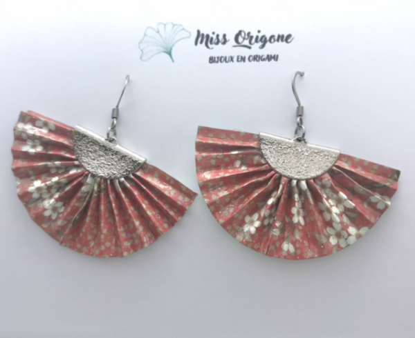 Boucles d’oreilles argentées origami PAON