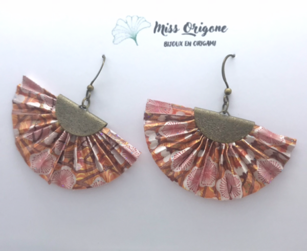 Boucles d’oreilles bronze origami PAON
