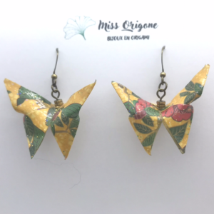 Boucles d’oreilles bronze origami PAPILLON