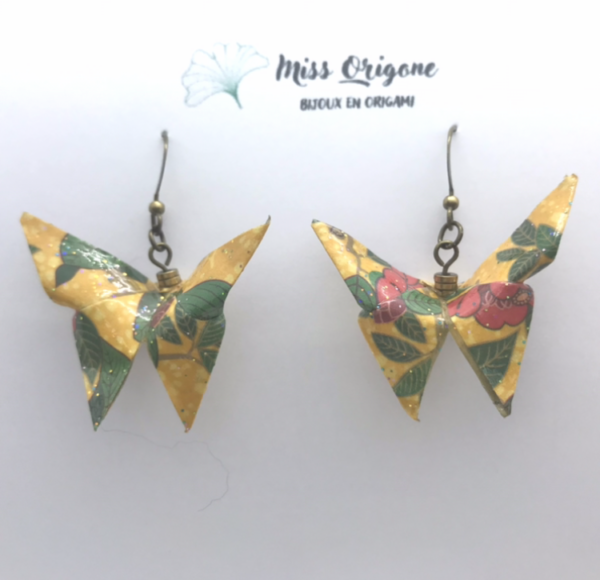Boucles d’oreilles bronze origami PAPILLON