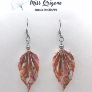 Boucles d’oreilles argentées origami PLUME