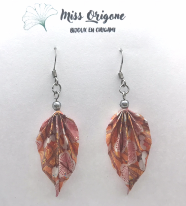 Boucles d’oreilles argentées origami PLUME
