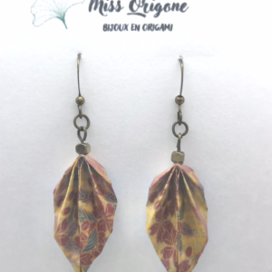 Boucles d’oreilles bronze origami PLUME