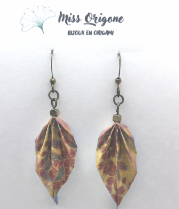 Boucles d’oreilles bronze origami PLUME