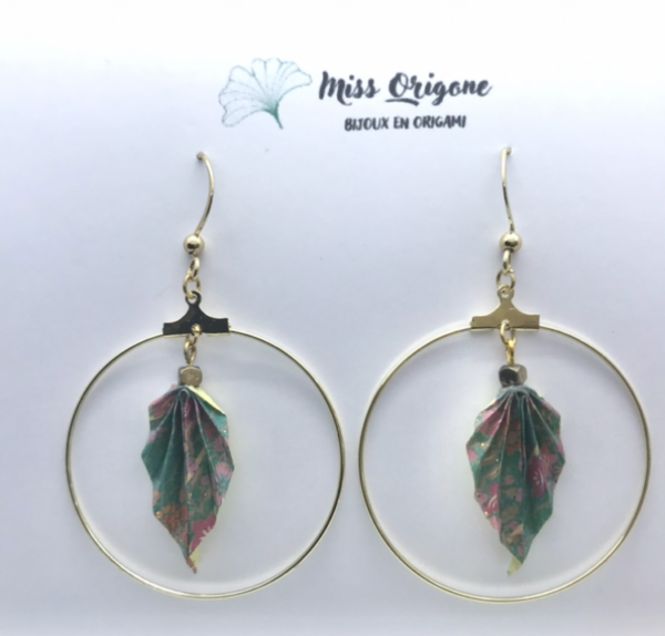 Boucles d’oreilles créole dorée origami PLUME