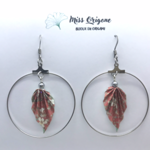 Boucles d’oreilles créole argentée origami PLUME