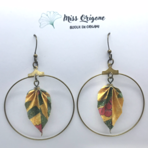 Boucles d’oreilles créole bronze origami PLUME