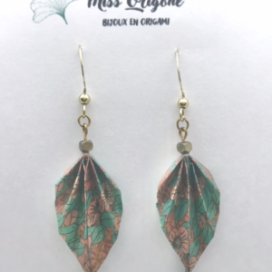 Boucles d’oreilles dorées origami PLUME