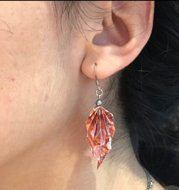 Boucles d’oreilles argentées origami PLUME