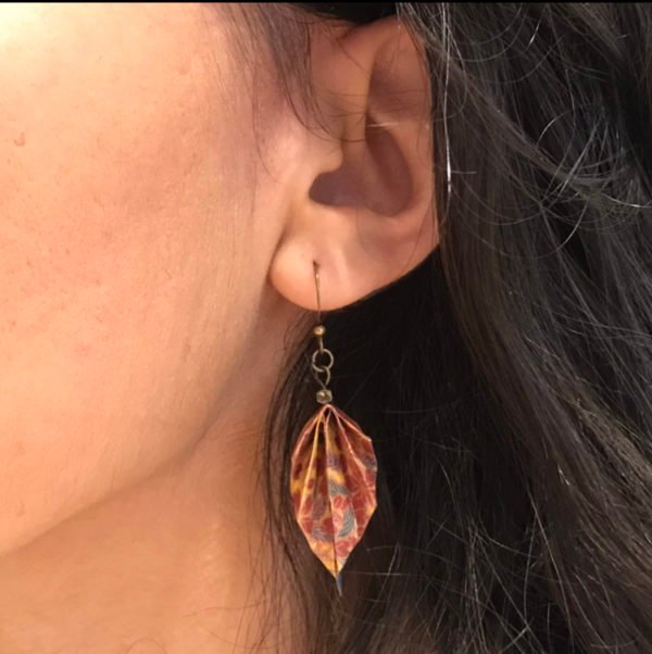 Boucles d’oreilles bronze origami PLUME