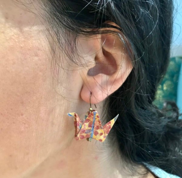 Boucle d’oreilles bronze origami GRUE