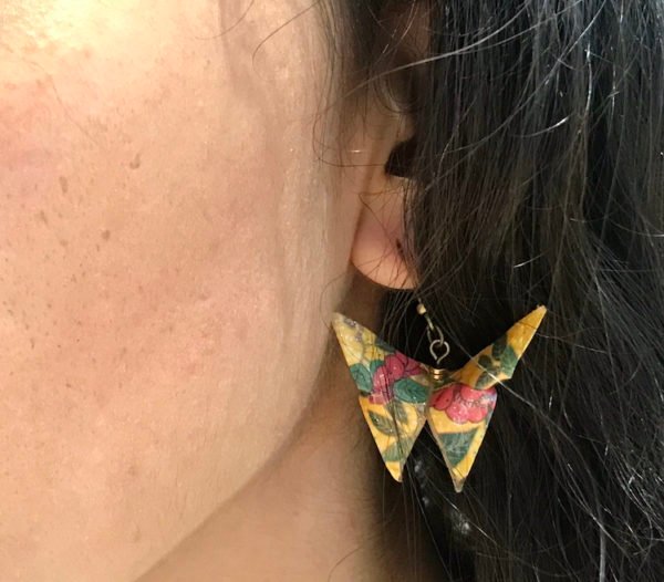 Boucles d’oreilles bronze origami PAPILLON