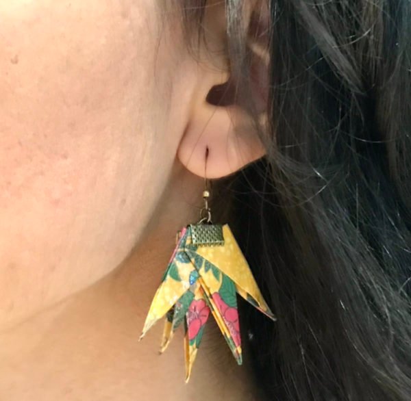 Boucles d’oreilles bronze origami ERABLE