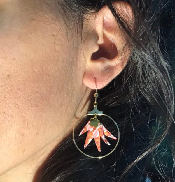 Boucles d’oreilles créoles dorées origami ERABLE