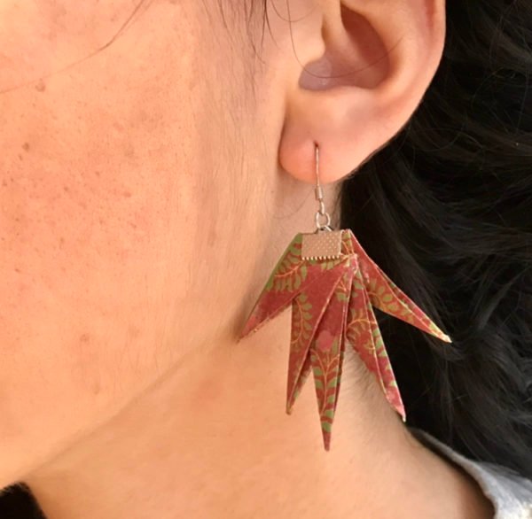 Boucles d’oreilles argentées origami ERABLE