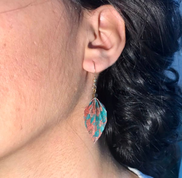 Boucles d’oreilles dorées origami PLUME