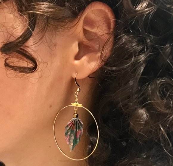 Boucles d’oreilles créole dorée origami PLUME