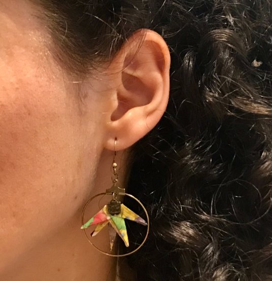 Boucles d’oreilles créoles bronze origami ERABLE