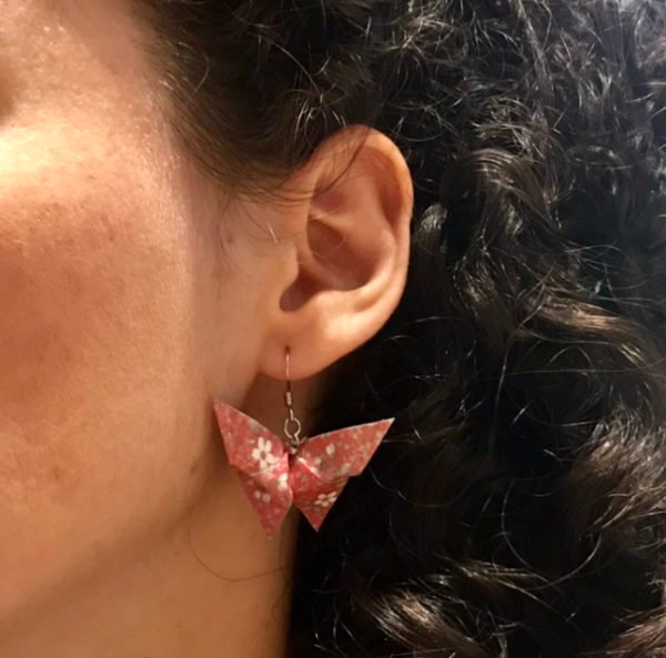 Boucles d’oreilles argentées origami PAPILLON