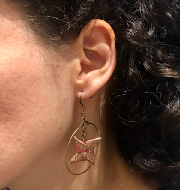 Boucles d’oreilles créoles bronze origami ETOILE