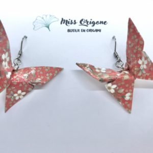 Boucles d’oreilles argentées origami PAPILLON