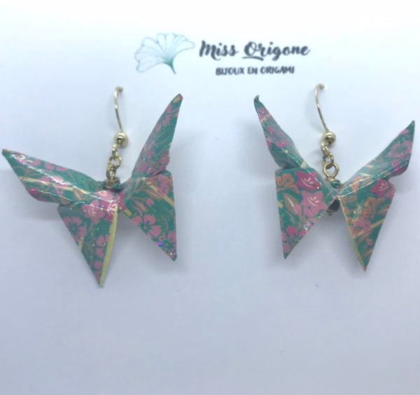 Boucles d’oreilles dorées origami PAPILLON