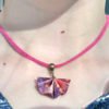 Collier fuchsia et bronze origami PAON