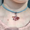 Collier bleu ciel et argenté origami PAON