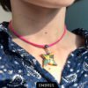 Collier fuchsia et argenté origami ETOILE