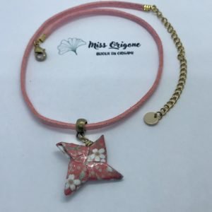Collier rose et doré origami ETOILE